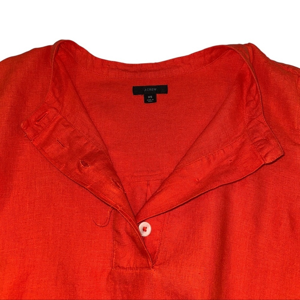 J.Crew 100% Linen Tunic Shirt In Brilliant Sunset - Picture 3 of 9